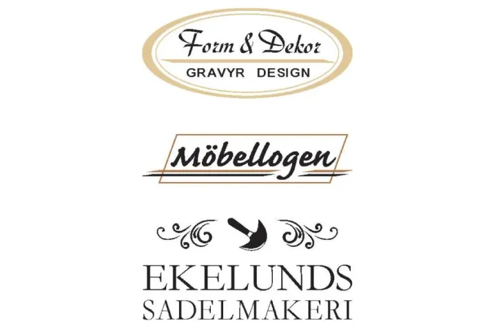 Logotyper: Form & Dekor, Möbellogen och Ekelunds Sadelmakeri